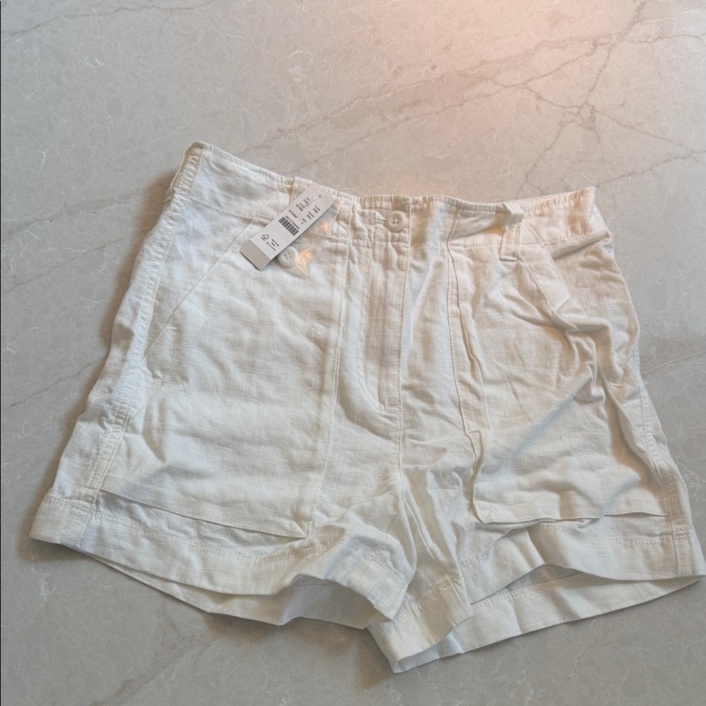 J. Crew White High-Waist Pleated Linen-Blend Shorts